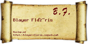 Blayer Flóris névjegykártya